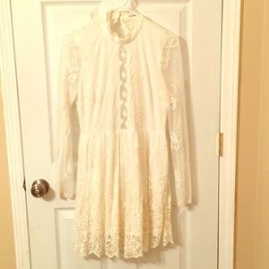 White lace cut-out dress